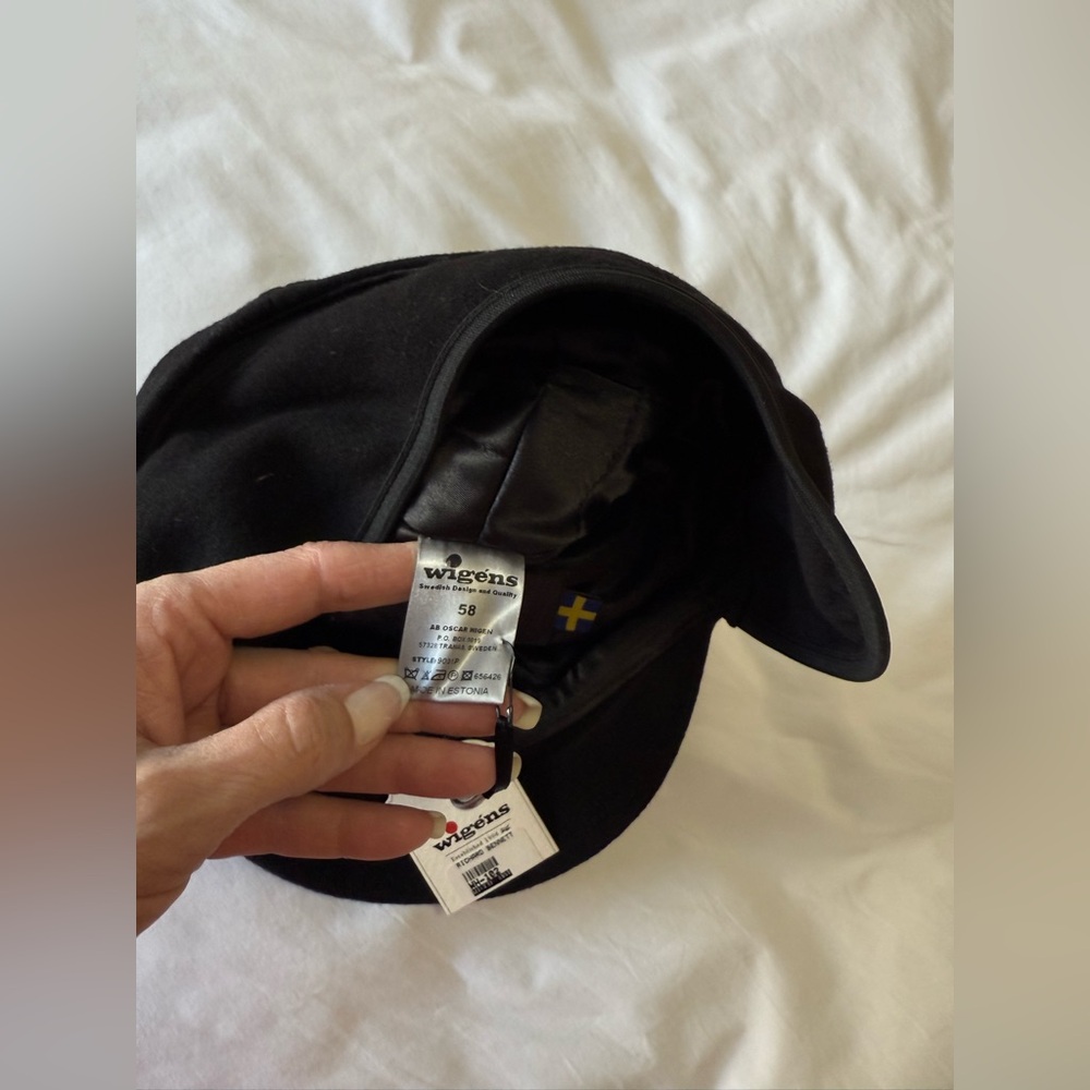 Wigens | SZ 58 (Approximately 23”) Ivy Cap Black Wool Flat Cap Hat Estonia NWT - Picture 11 of 16